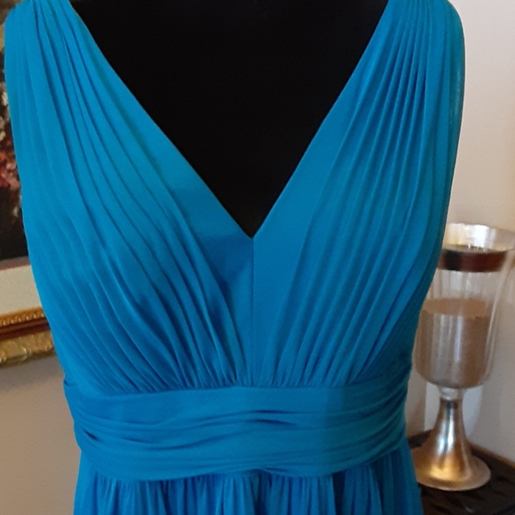 NEW ALFRED SUNG Cerulean Blue Gown with train built in bra sz16 MSRP $220 New … - Picture 2 of 8